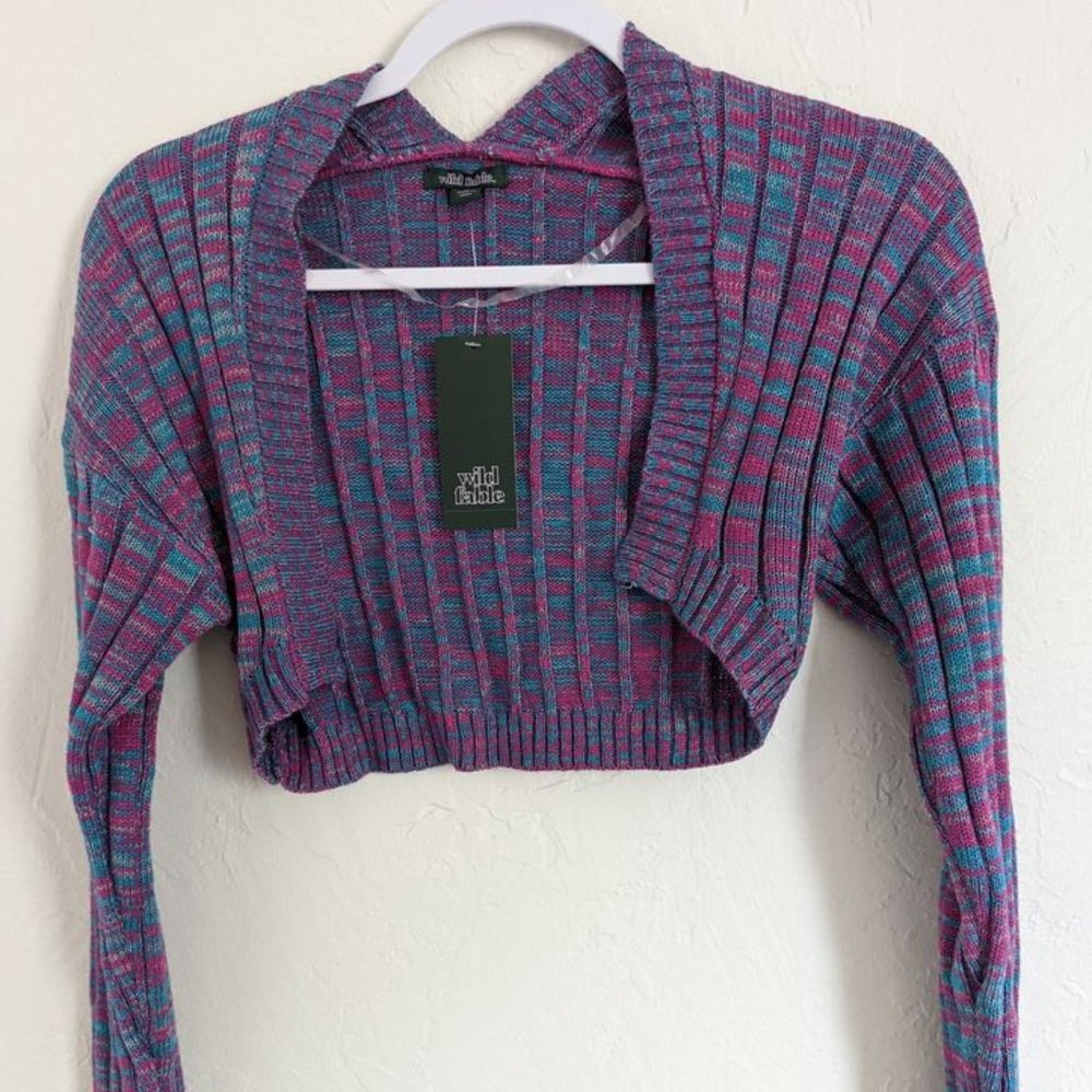 NWT Women's Juniors Wild Fable Multi Color Crop Cardigan Sweater XS